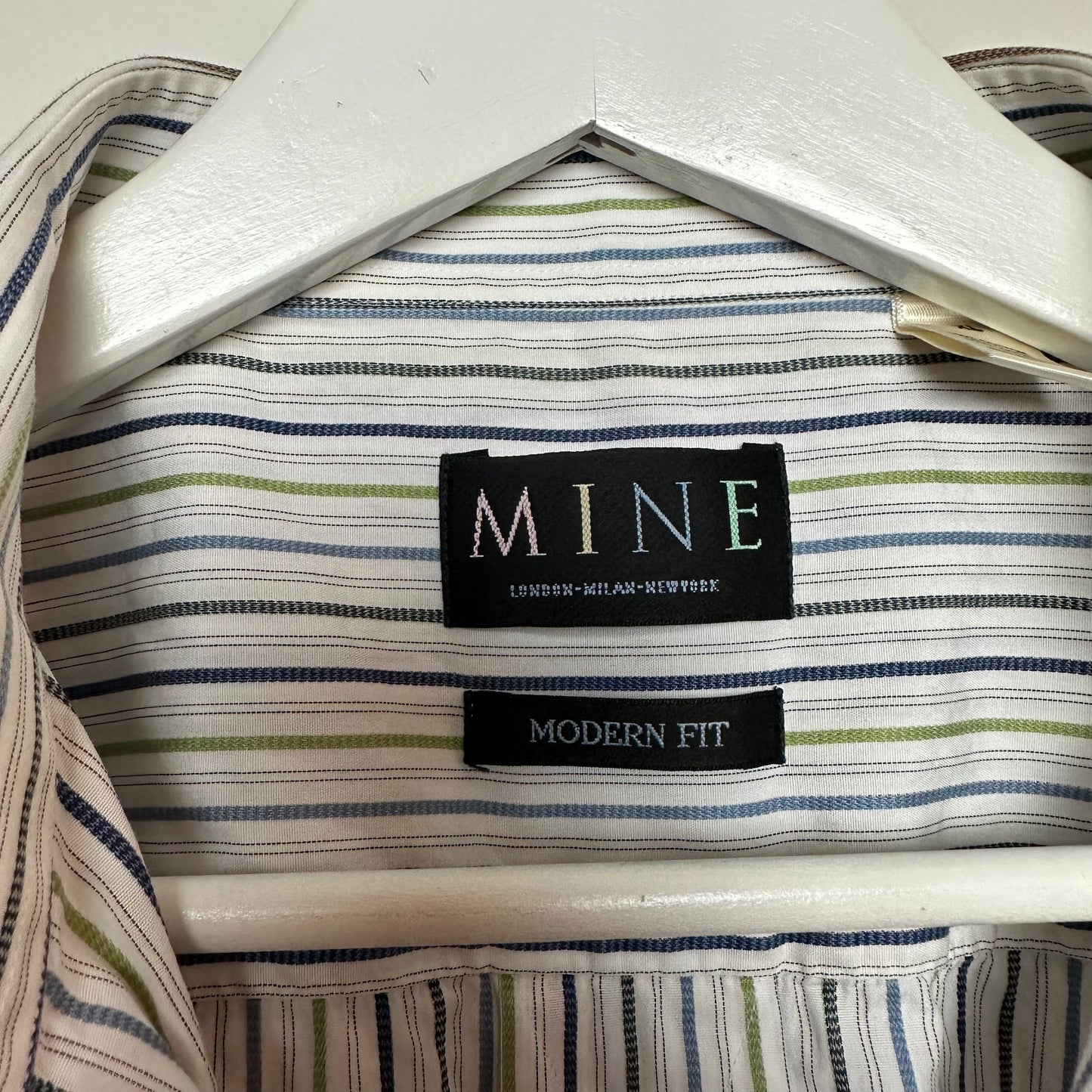 MINE Modern Fit Short Sleeve Button Down Striped Shirt XL Cotton