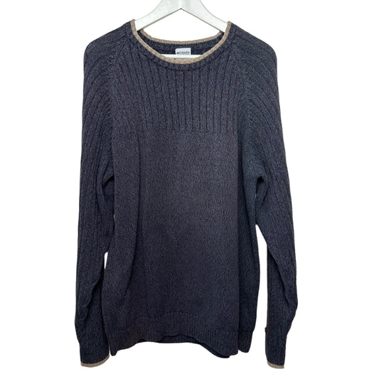 Vintage 90s Columbia Chunky Knit Pullover Sweater Crewneck XL Grey Ribbed