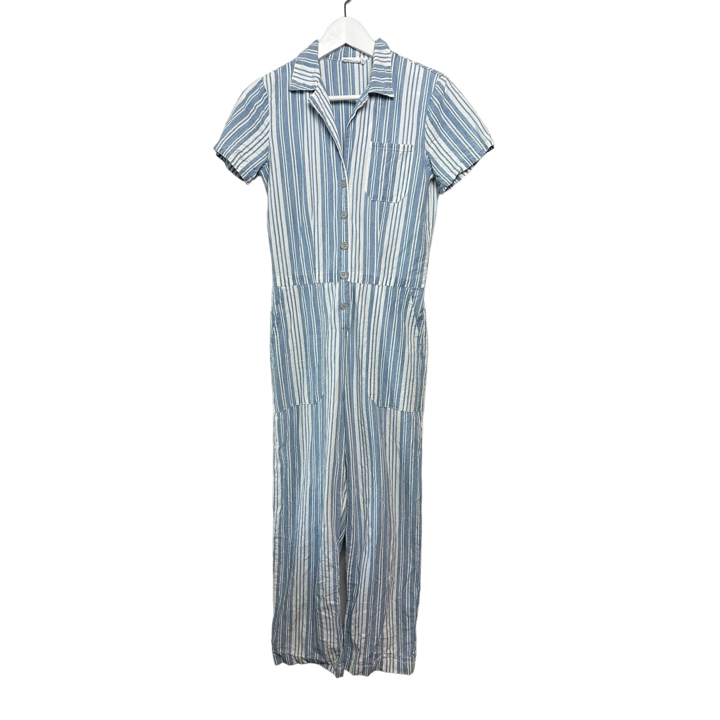 Lacausa Striped Montana Jumpsuit Coveralls Indigo Striped Cotton XS