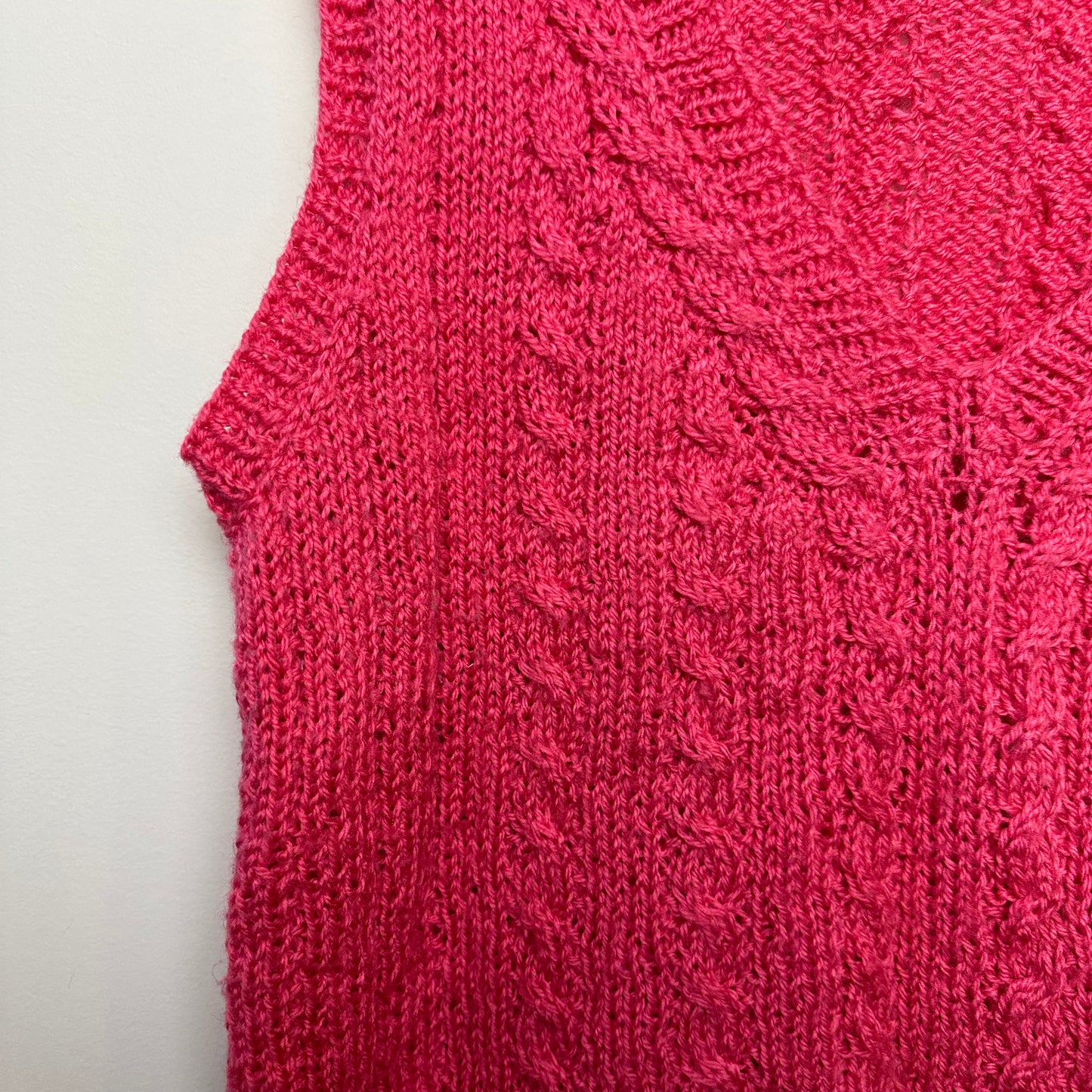 Hand Knit Handmade Pink Chunky Knit Sweater Vest V Neck