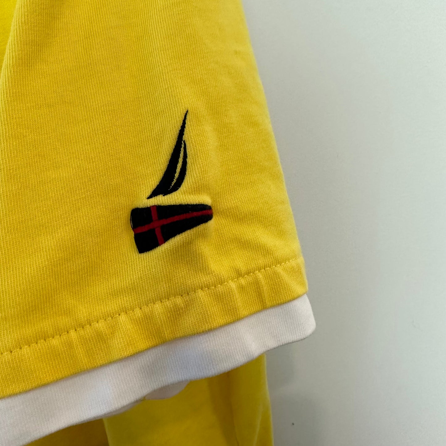 Nautica Retro Sailing Club Polo Yellow White Striped Rugby Cotton XL
