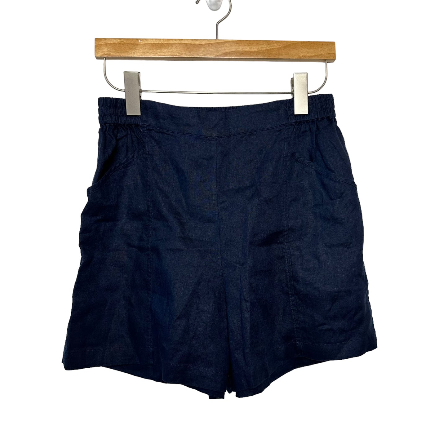 Lunya Woven Linen Shorts Navy Blue Medium Pull On High Rise