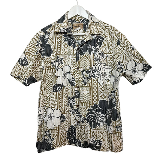 Vintage Blue Hawaii Short Sleeve Button Down Hawaiian Shirt Blue Tan Large