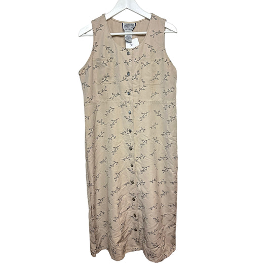 Vintage 90s Directives Jumper Dress Maxi Midi Khaki Floral Large