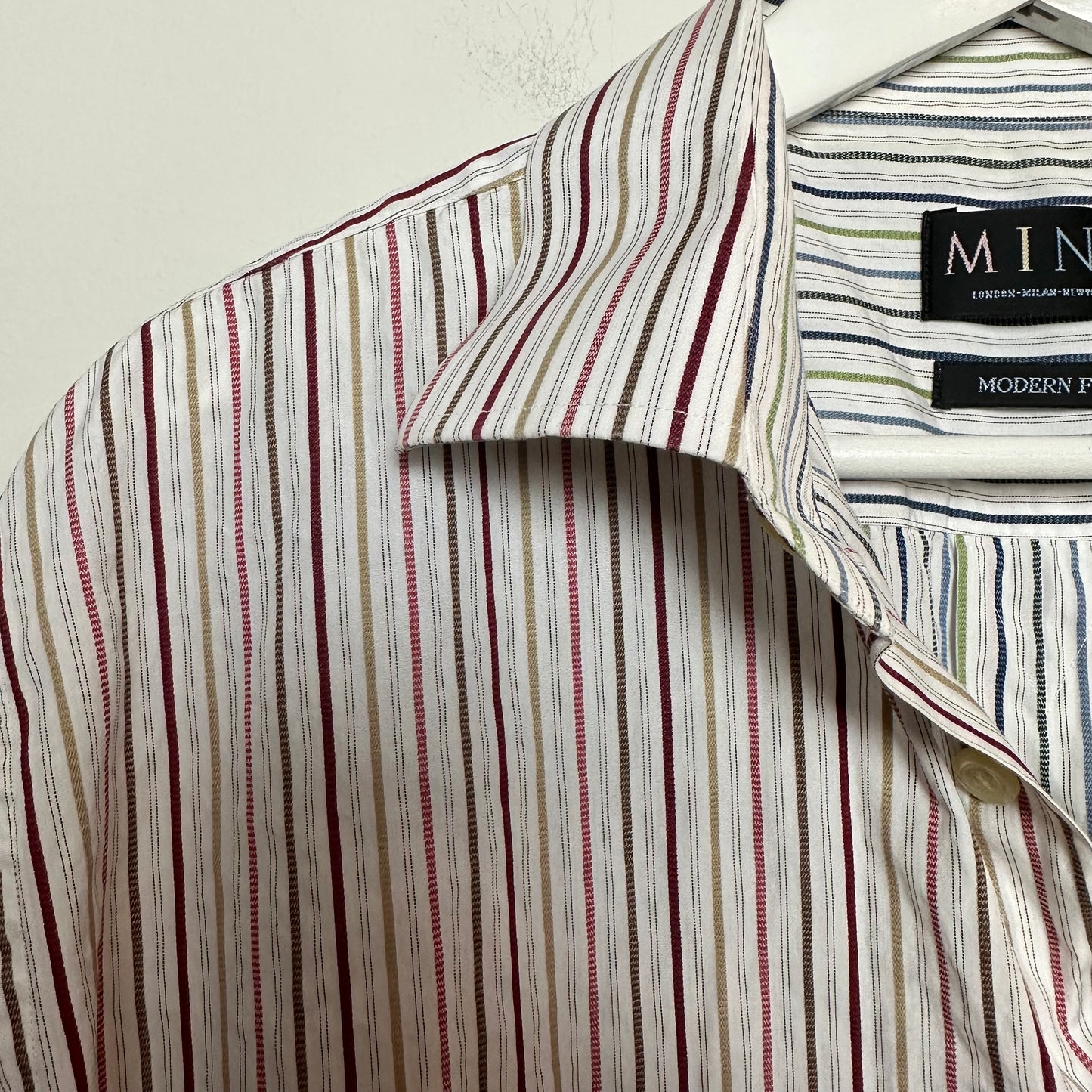 MINE Modern Fit Short Sleeve Button Down Striped Shirt XL Cotton