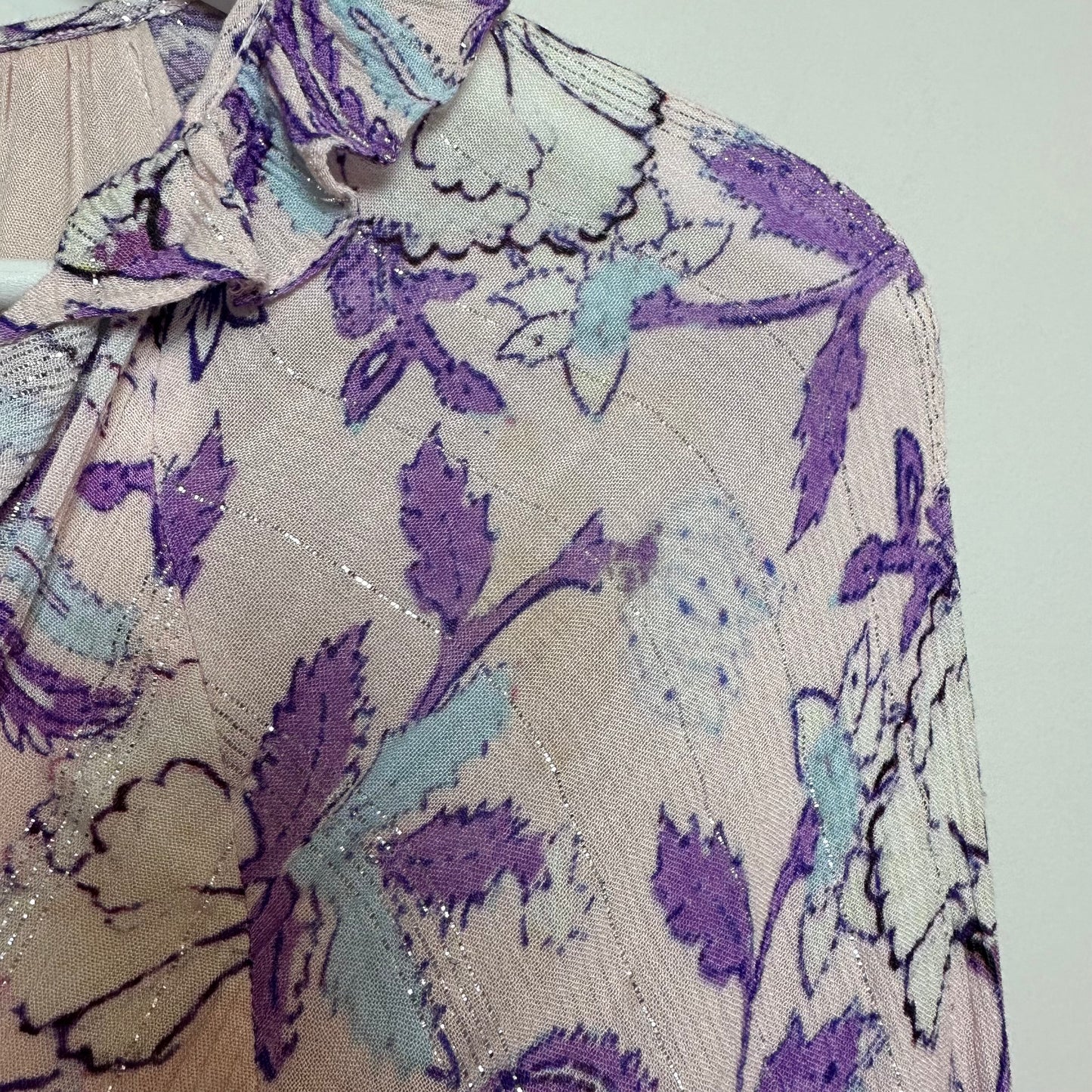 Hemant and Nandita Asia Floral Print Mini Dress Pink Lilac Floral Small