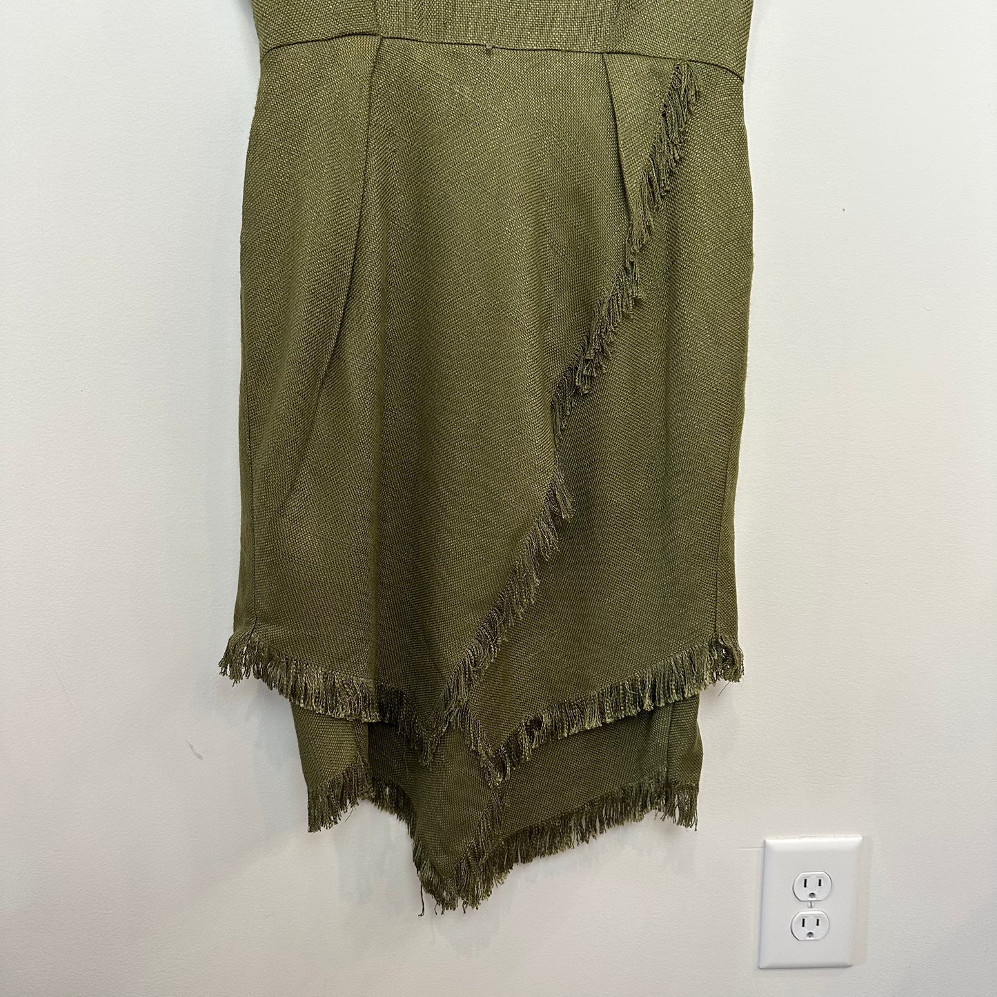 Vintage Beau David Olive Green Dress Tapestry Fringe 12