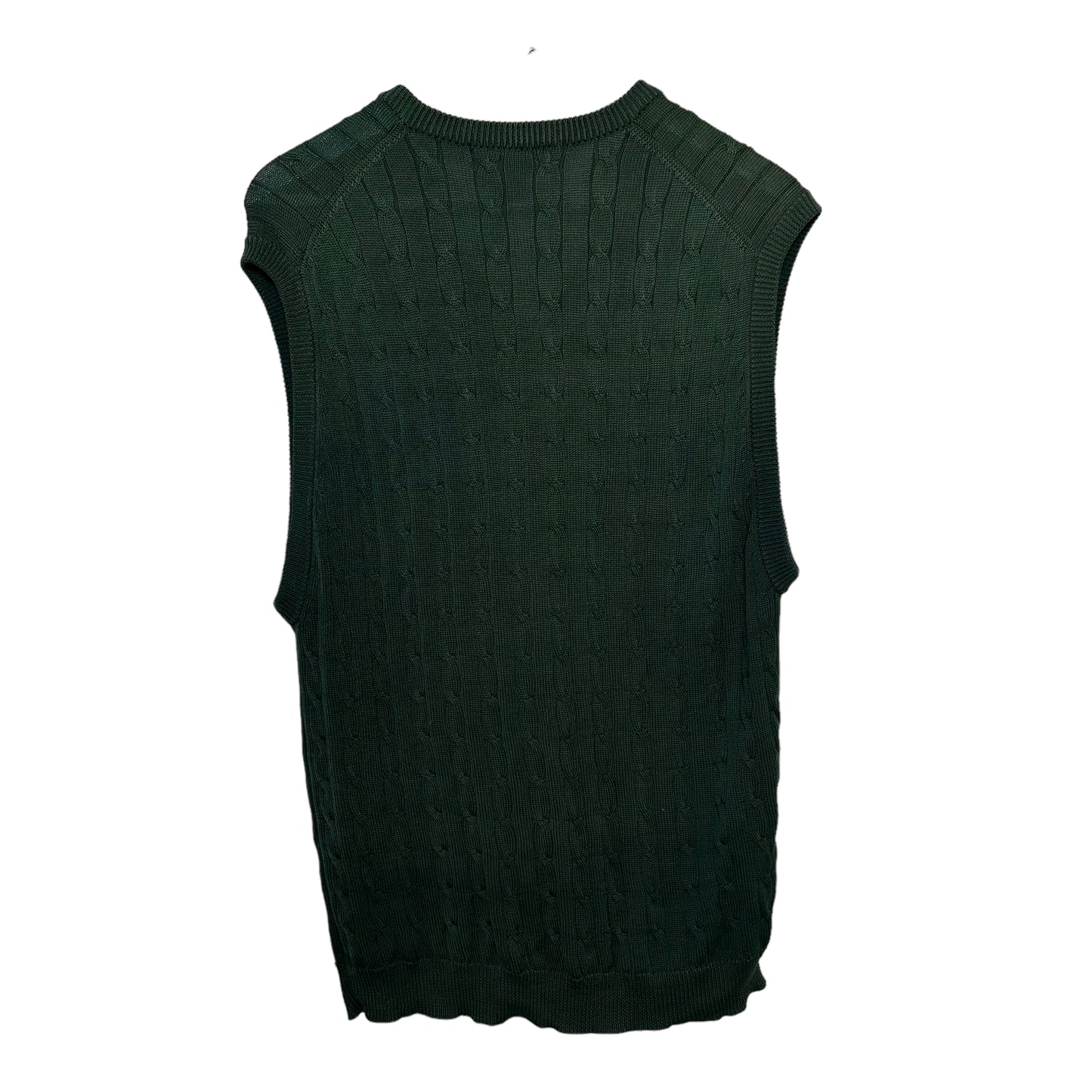 Brooks Bothers Country Club Forest Green Sweater vest Cable Knit Cotton Large
