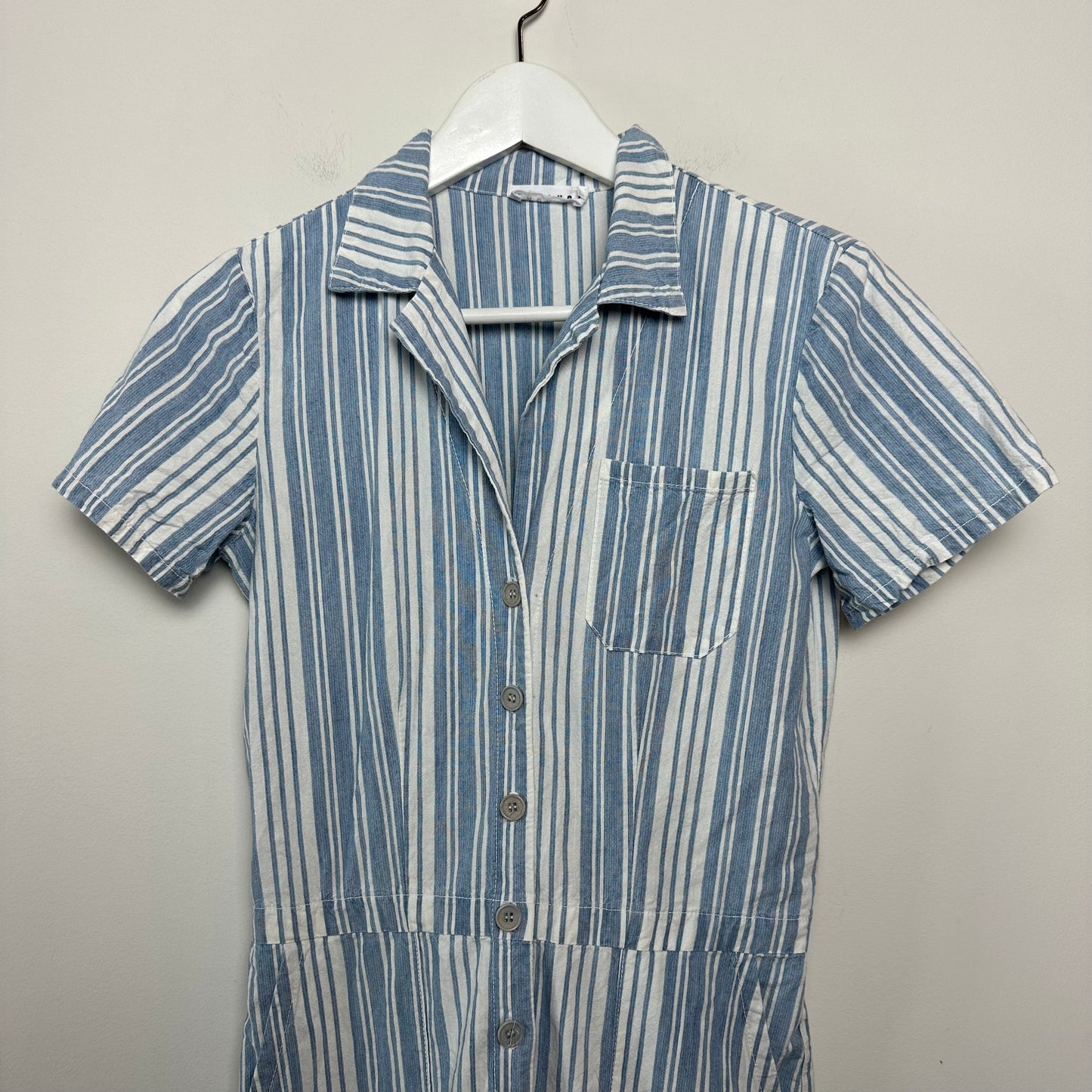 Lacausa Striped Montana Jumpsuit Coveralls Indigo Striped Cotton XS