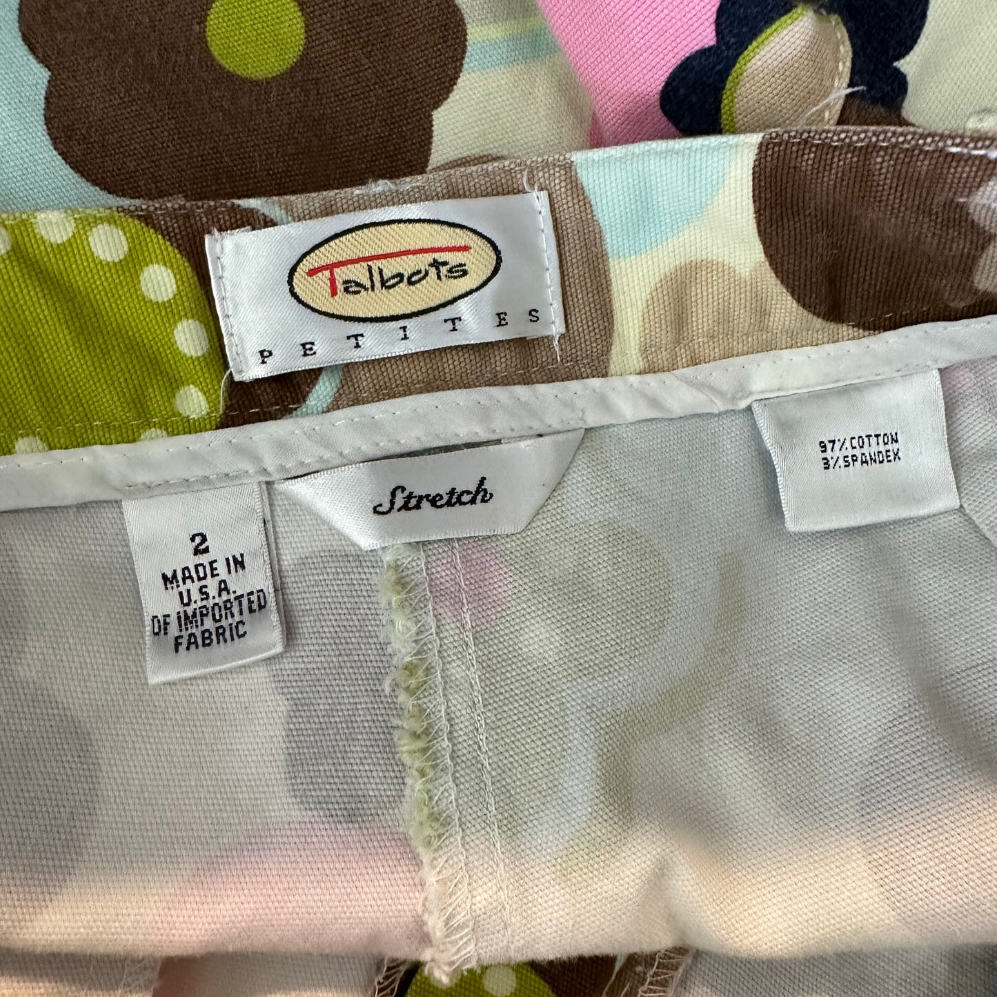 Y2K Talbots Bold Floral Print Cropped Capri Pants High Rise Stretch 2P