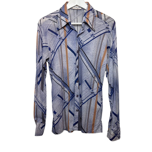 Vintage Bon Homme 70s Dagger Collar Button Down Shirt 16-16 1/2 Disco