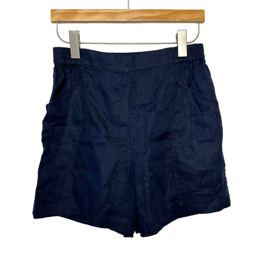 Lunya Woven Linen Shorts Navy Blue Medium Pull On High Rise