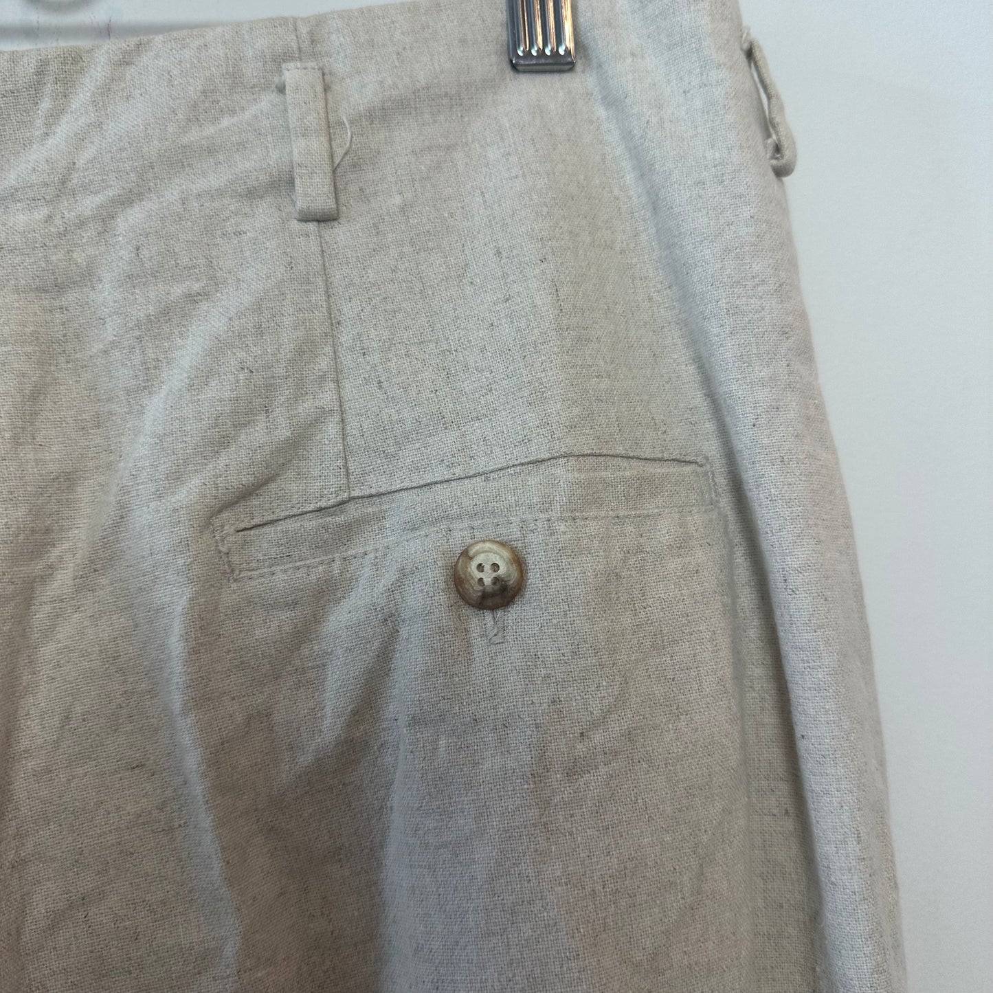 Vintage 80s Ralph Lauren Trousers High Rise Linen Cotton Beige Pleated 10