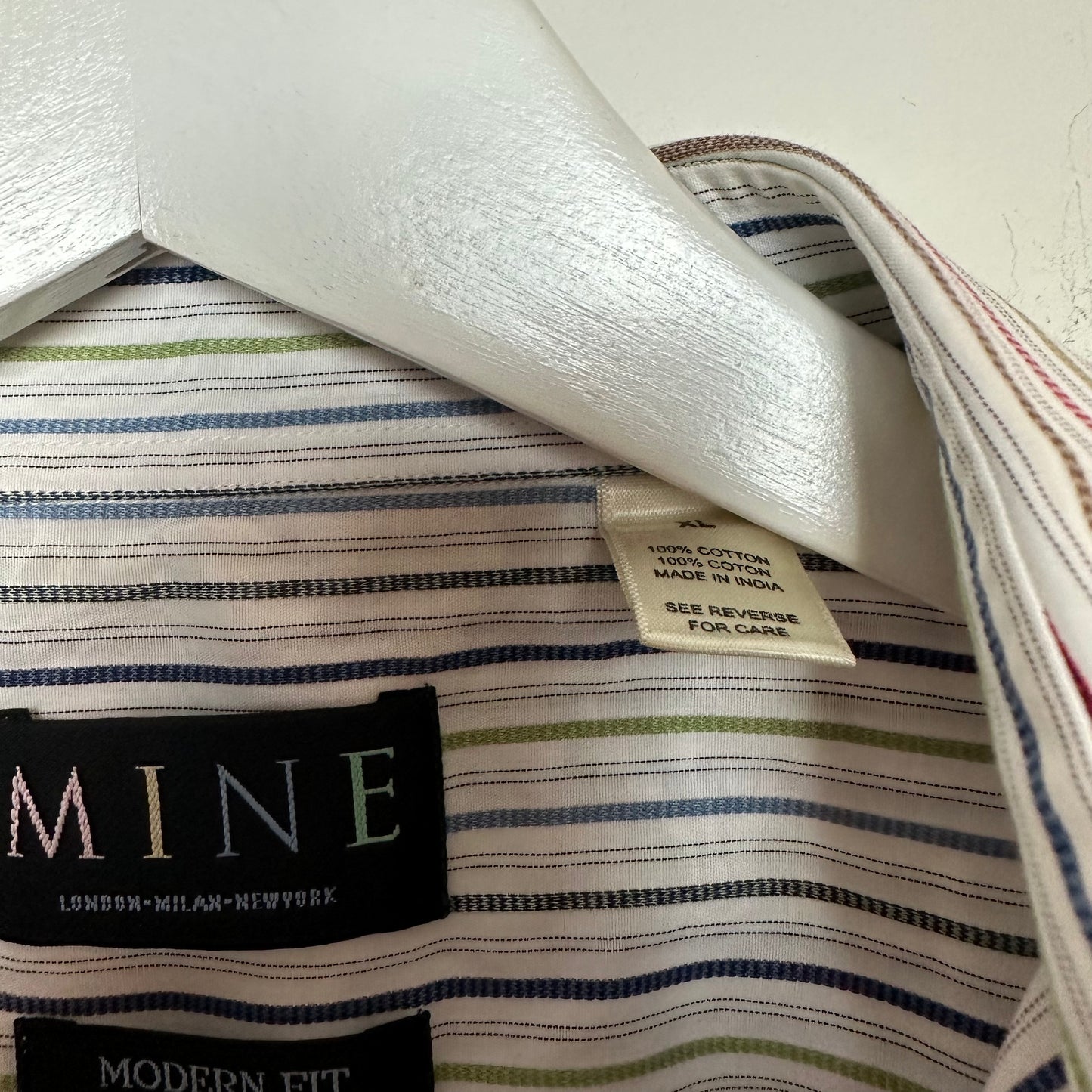 MINE Modern Fit Short Sleeve Button Down Striped Shirt XL Cotton