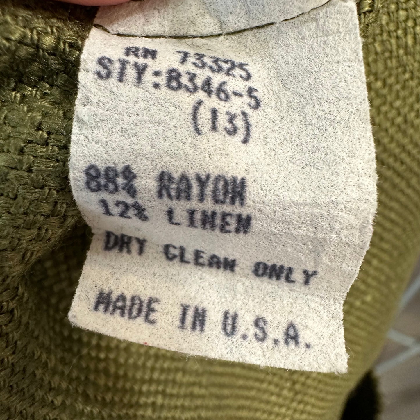 Vintage Beau David Olive Green Dress Tapestry Fringe 12