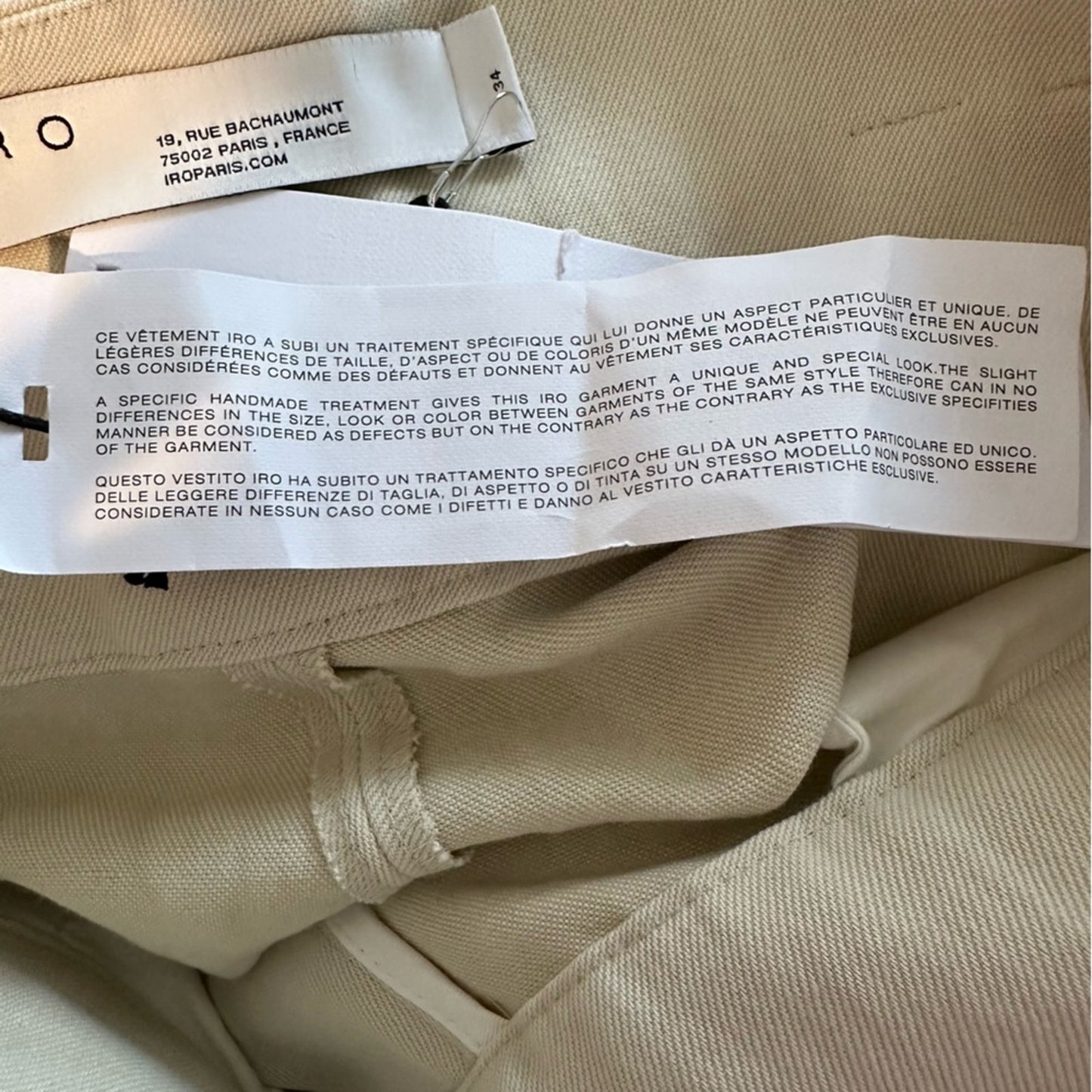 IRO Apollonia Trousers belted pleated twill straight leg pants Tie Waist Ecru 2