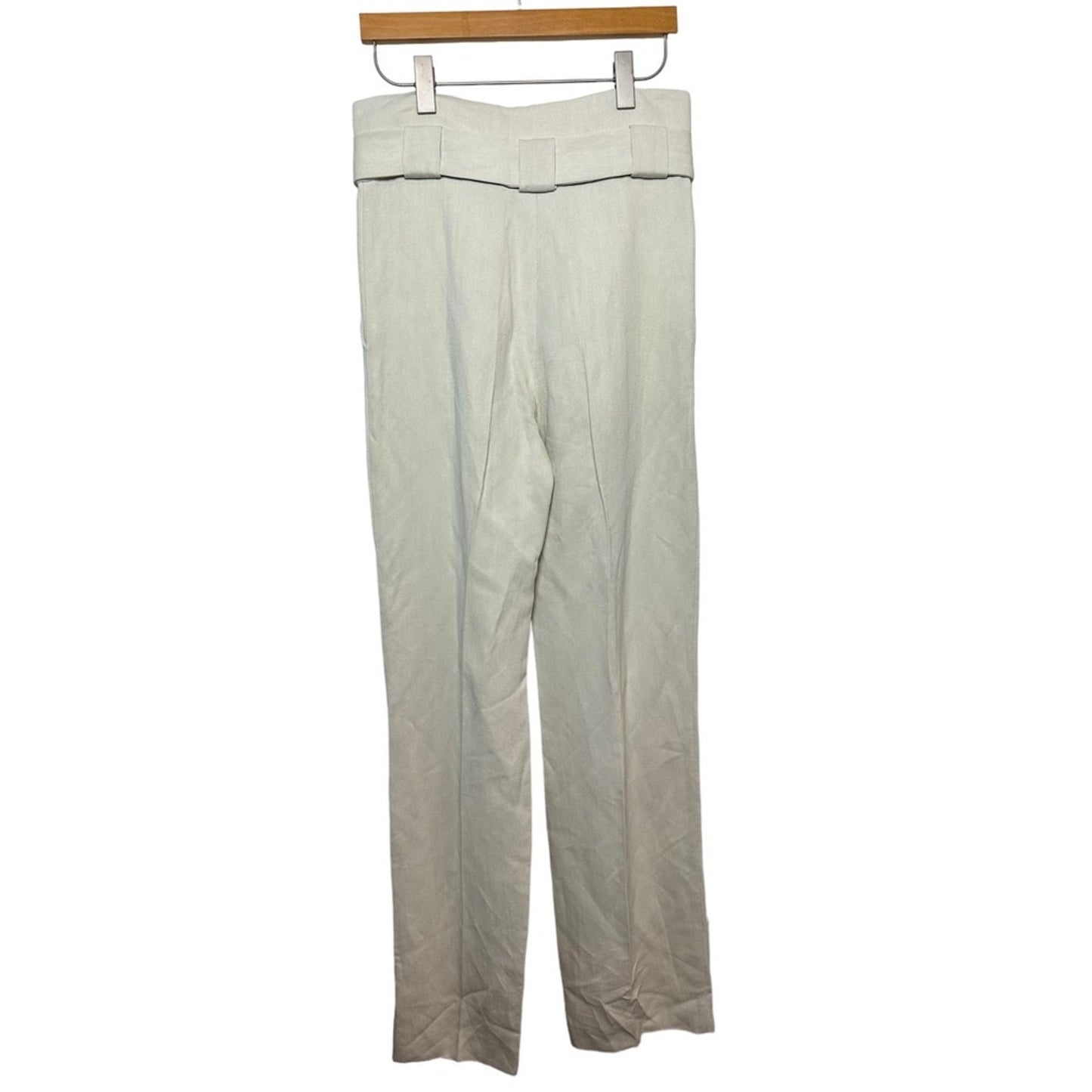 IRO Apollonia Trousers belted pleated twill straight leg pants Tie Waist Ecru 2