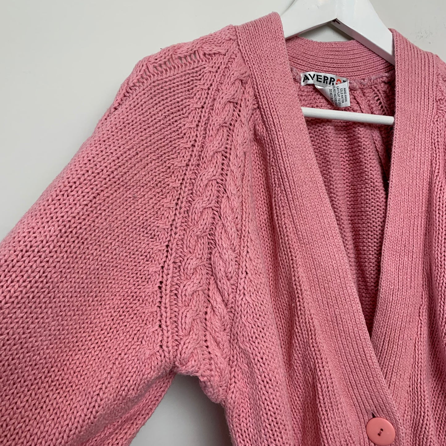 Vintage Averroe Chunky Knit Pink Cardigan Sweater Small