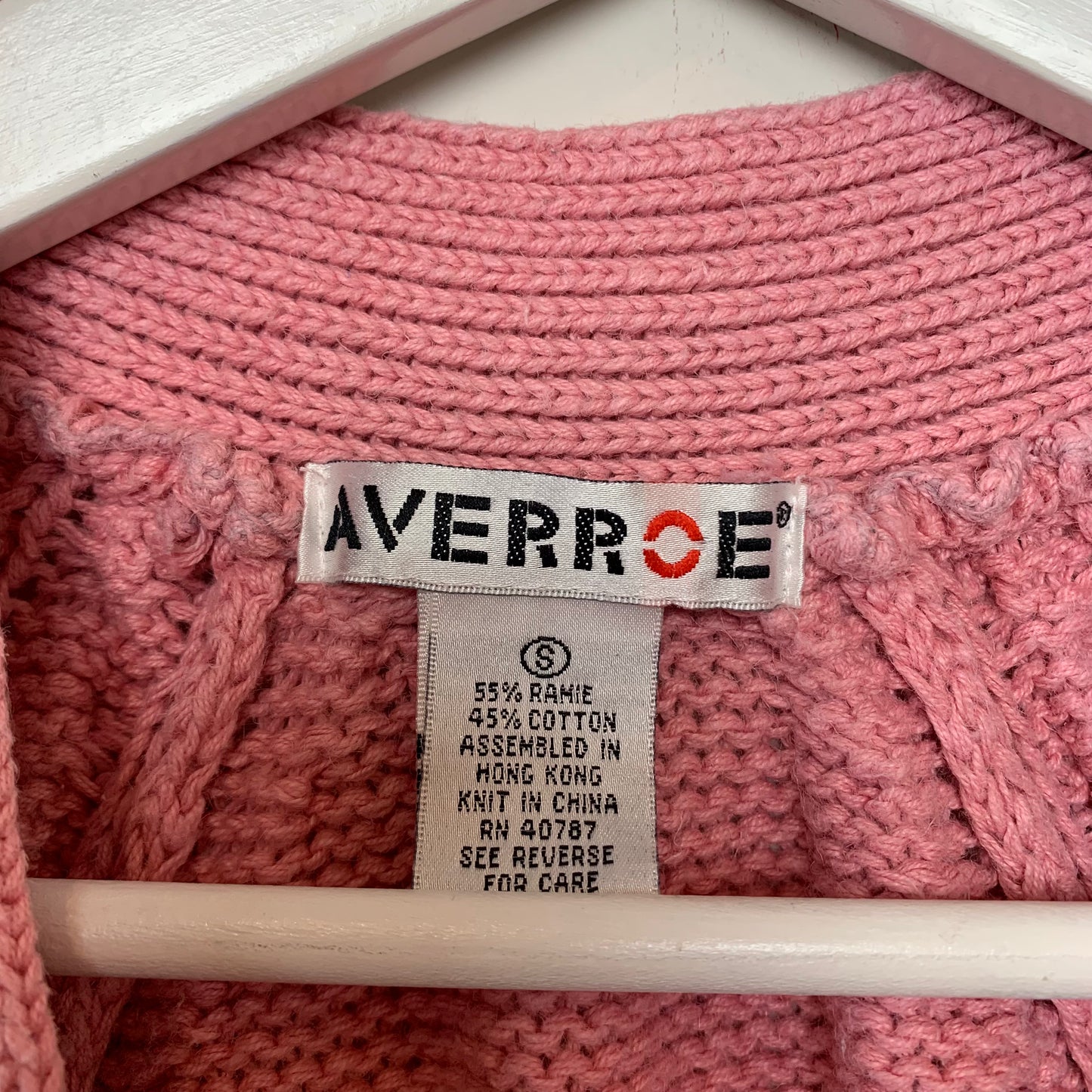 Vintage Averroe Chunky Knit Pink Cardigan Sweater Small