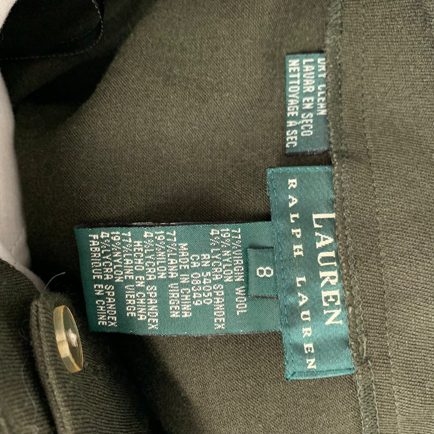 Lauren Ralph Lauren Olive Green Wool Blend Midi Skirt 8