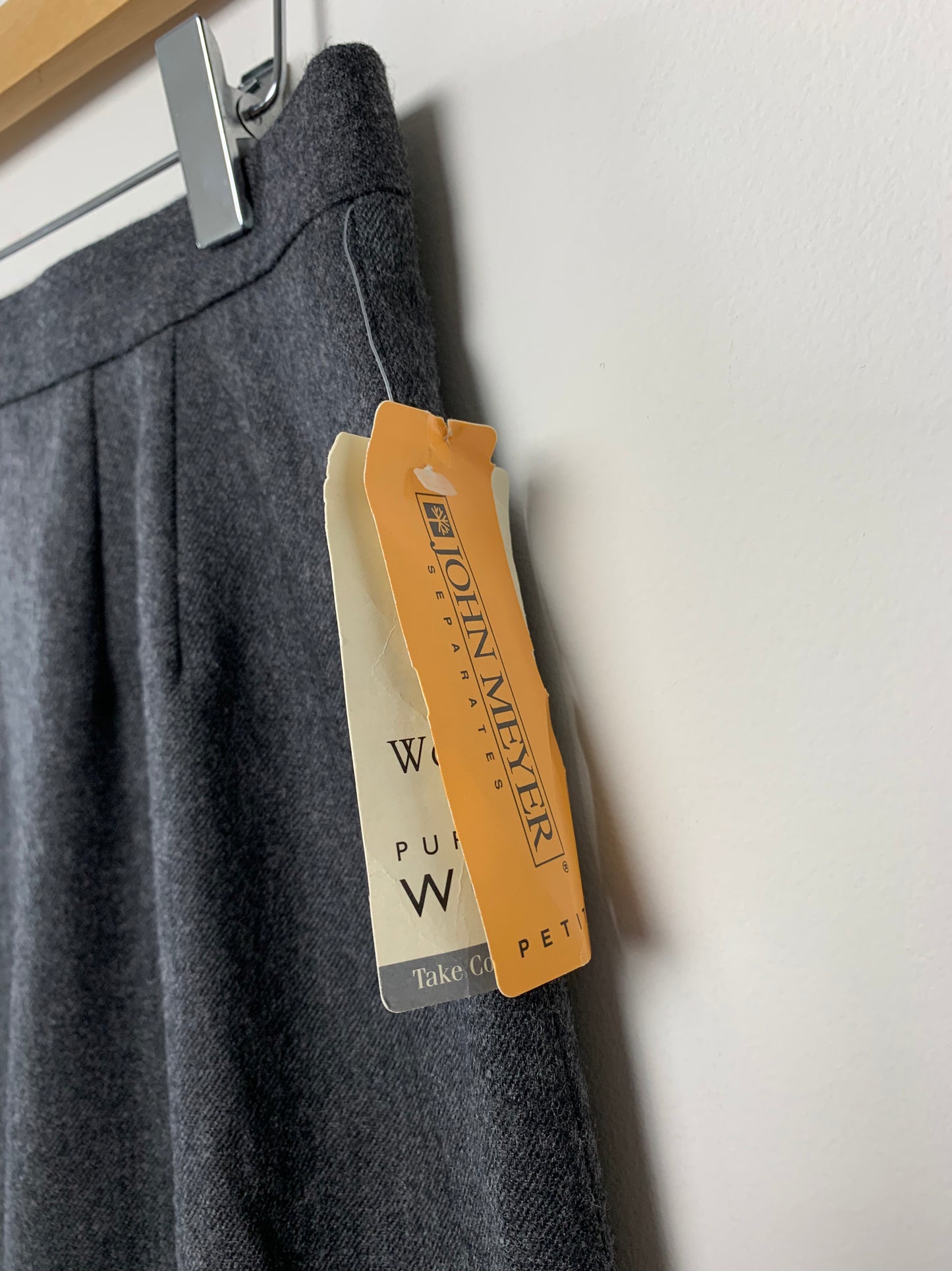 Vintage 90s New with Tags Deadstock John Meyer Separates Grey Wool Pencil Skirt Made in the USA 14P