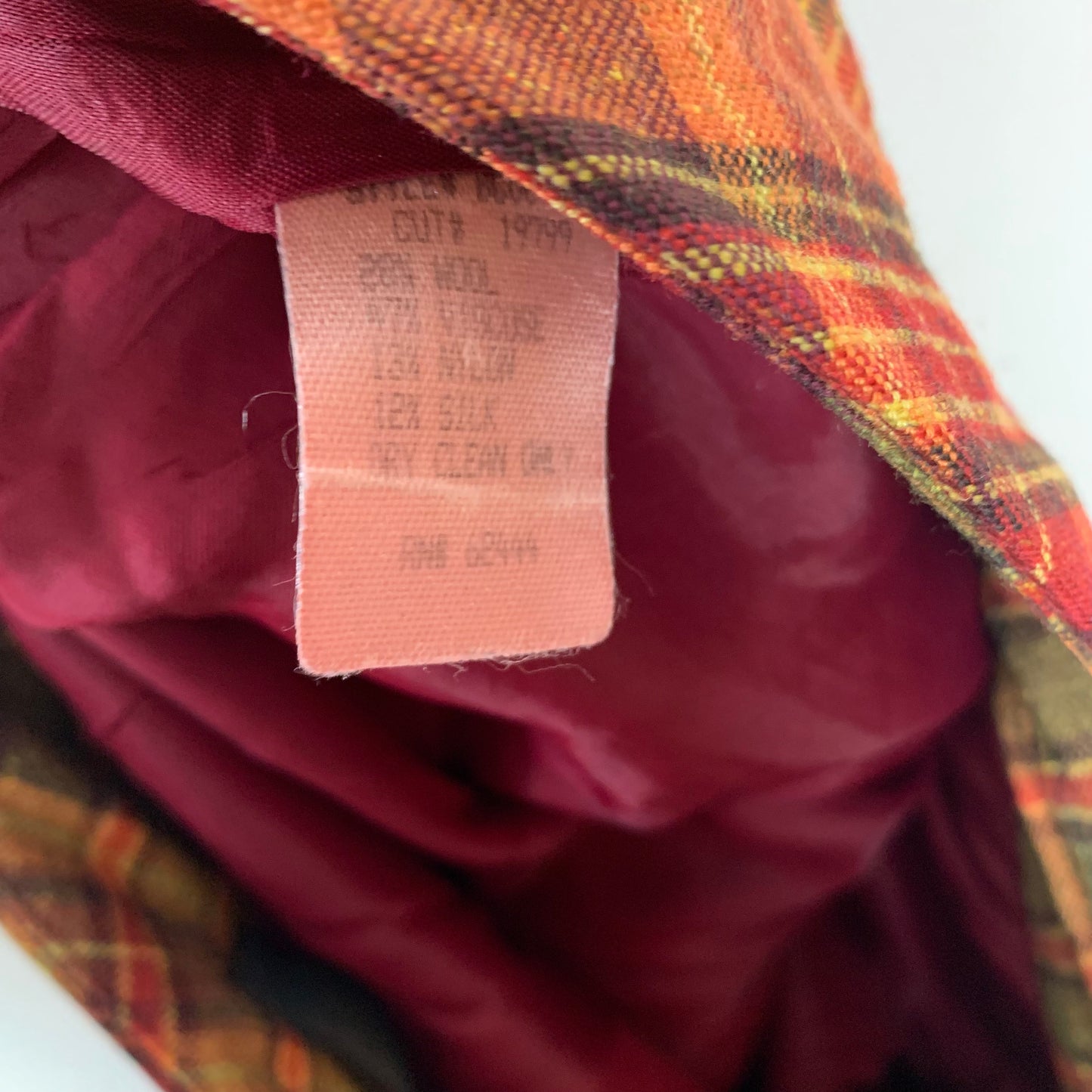 Vintage 90s Nicole Miller Collection Wool Plaid Orange Pants 6 Made in the USA