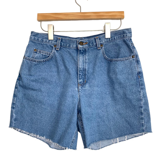 90s Liz Claiborne Denim Jean Shorts High Rise Cut Off Raw Hem Cotton 32”