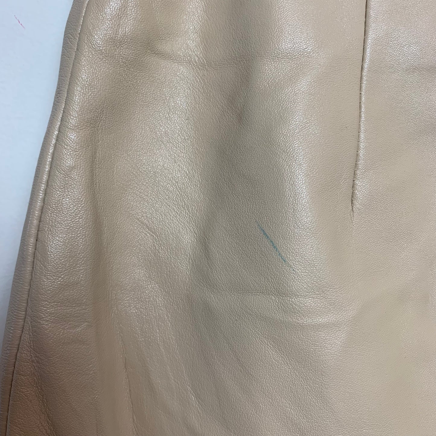 Vintage Hugo Buscati Leather Mini Skirt Beige Neutral 2