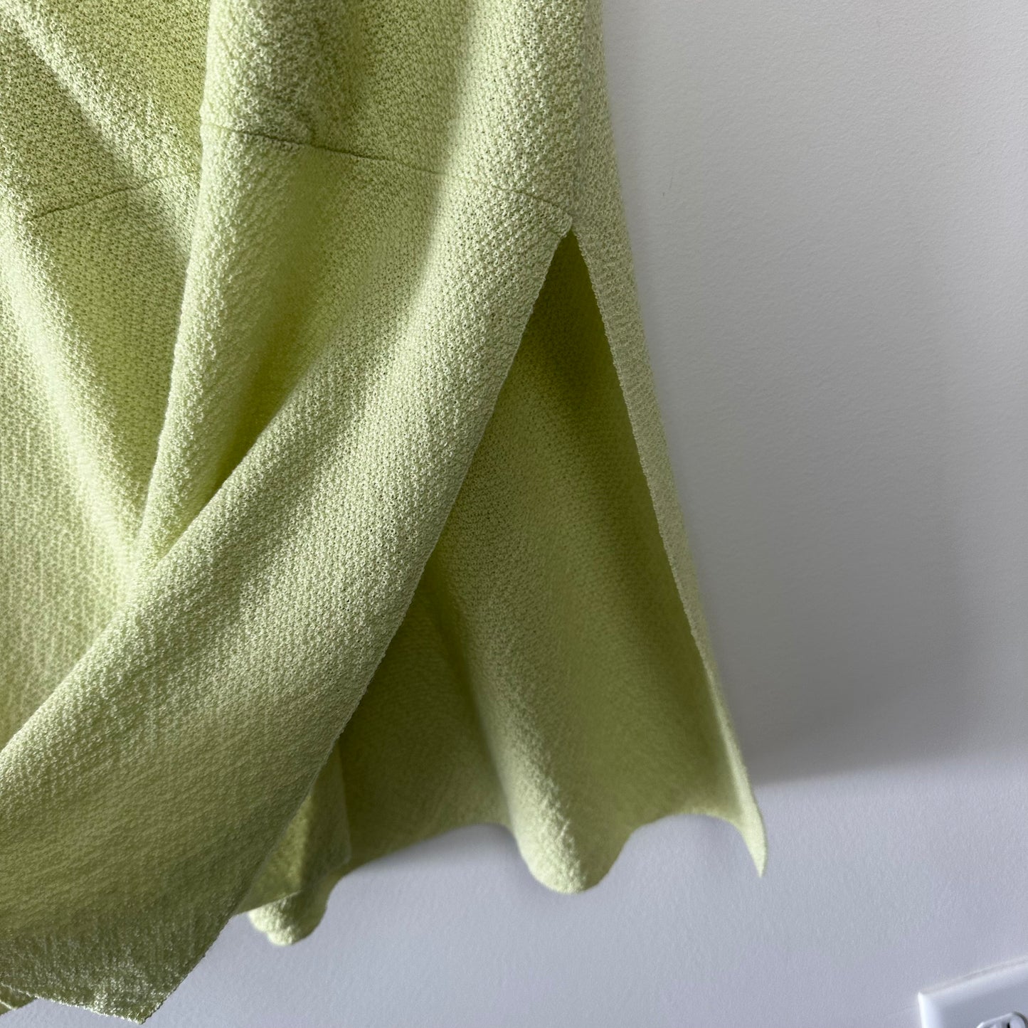 Eileen Fisher Knit Tunic Top Chartreuse Green Wrap Small Wool