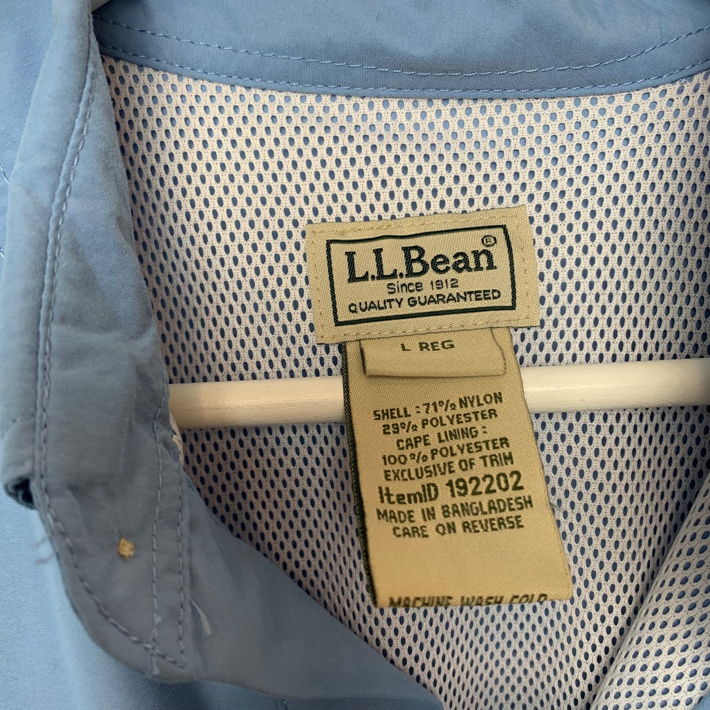 L.L. Bean Tropicwear Style Shirt Light Blue Large Outdoorsman Fishing