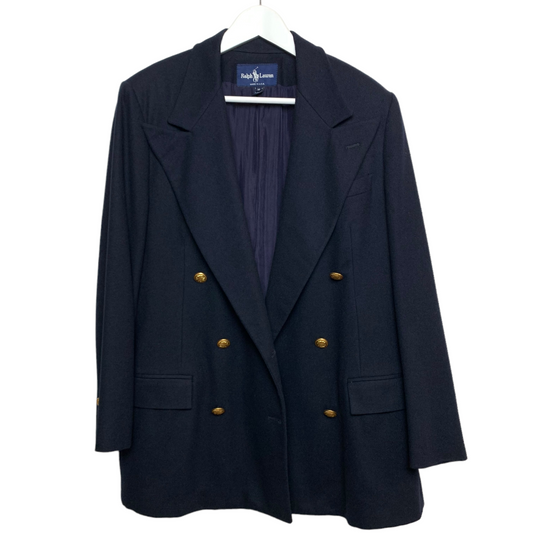 Vintage 80s Ralph Lauren Double Breasted Blazer Made in The USA Union Made