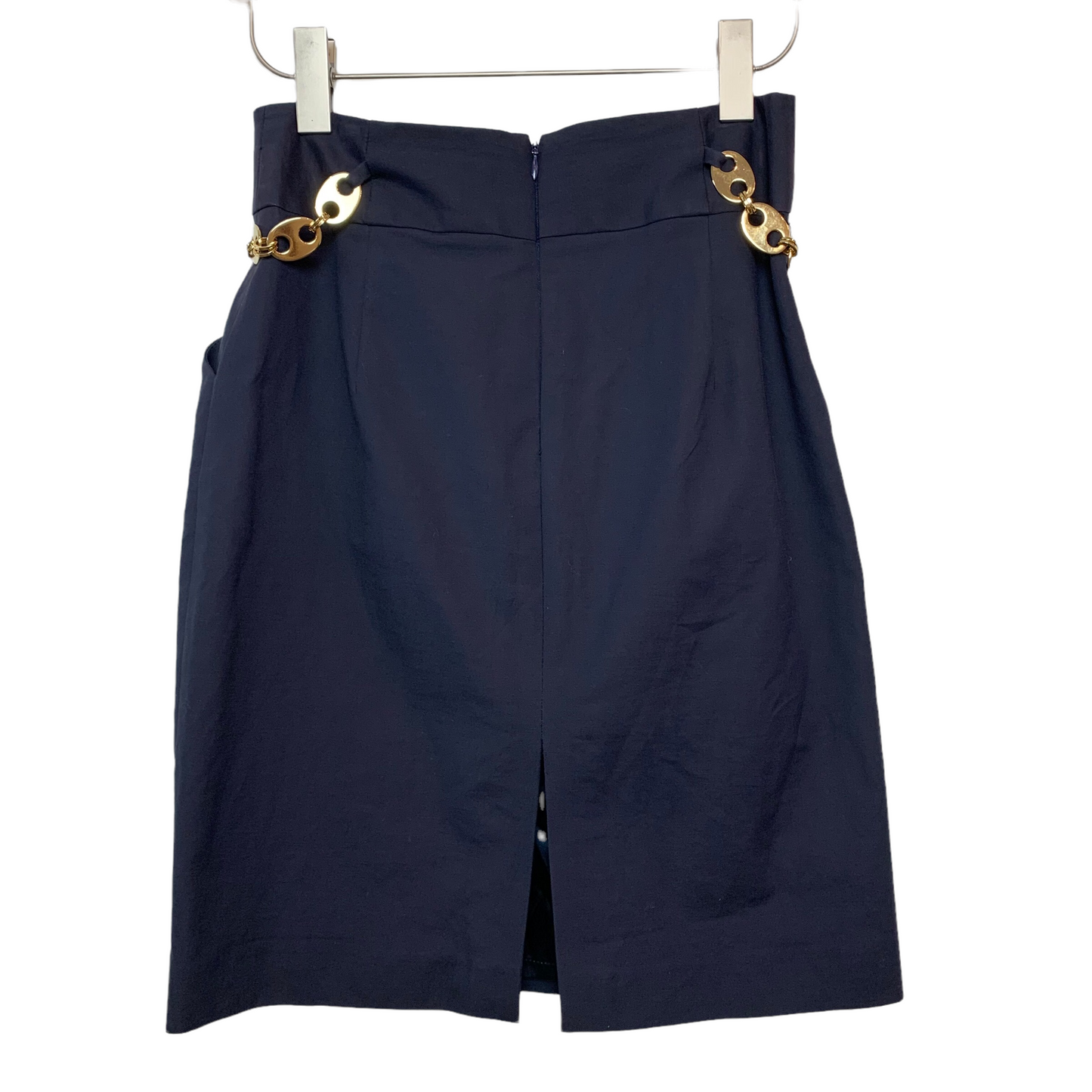 Vintage Milly Navy Blue Pencil Skirt Gold Hardware 4