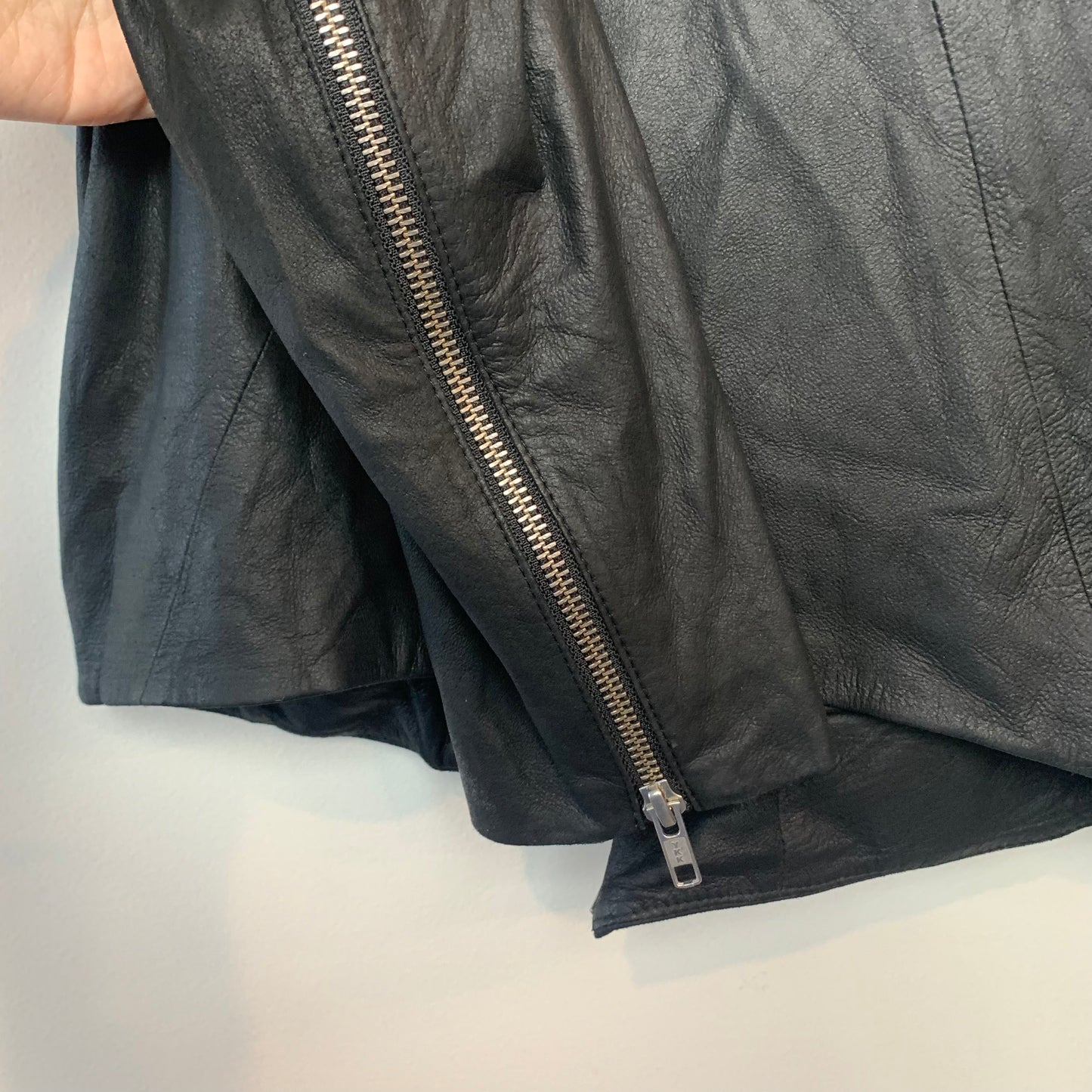 Helmut Lang Black Lamb Leather Biker Jacket Moto Zip Front Small