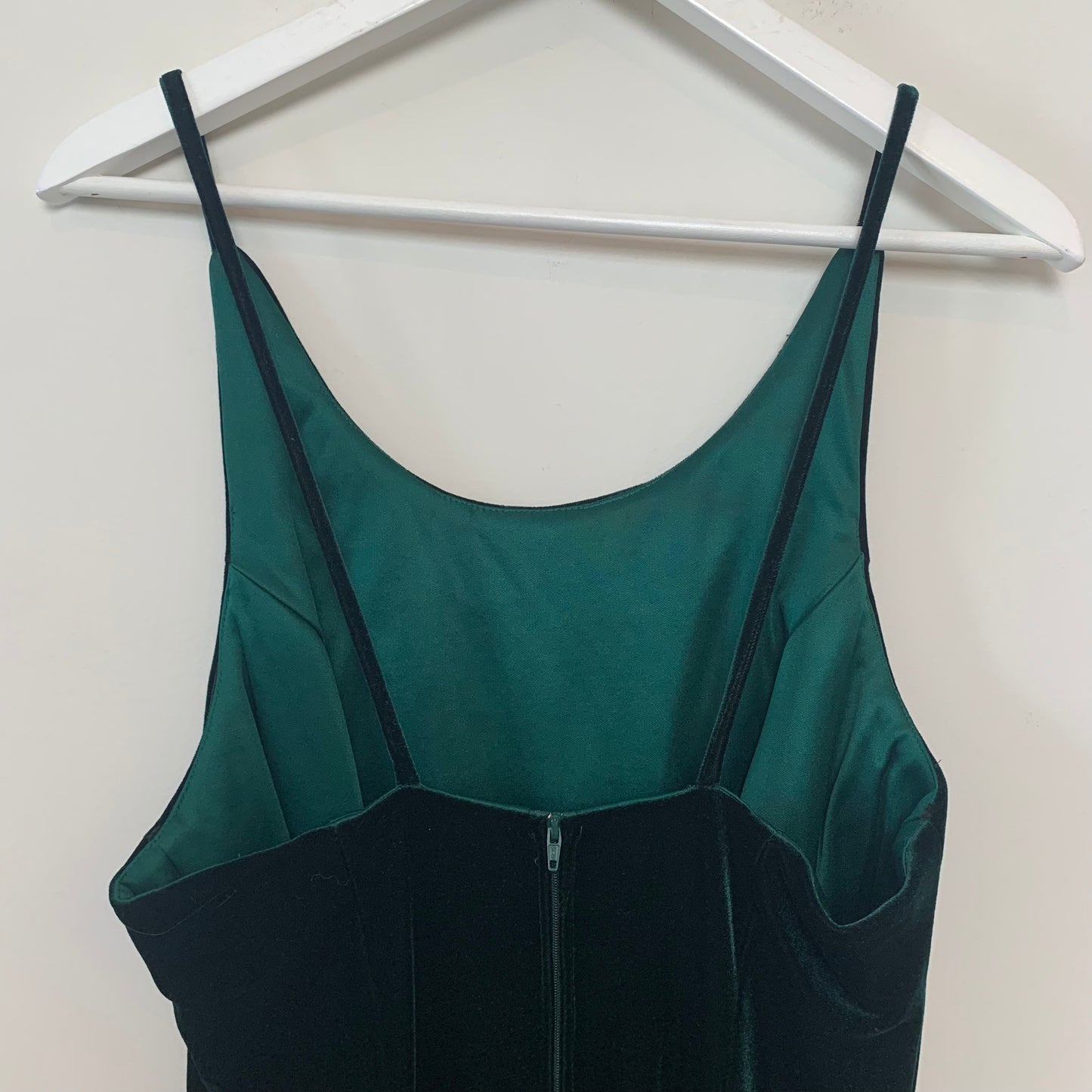 Vintage 80s 90s Dave & Johnny Emerald Green Velvet Dress 10