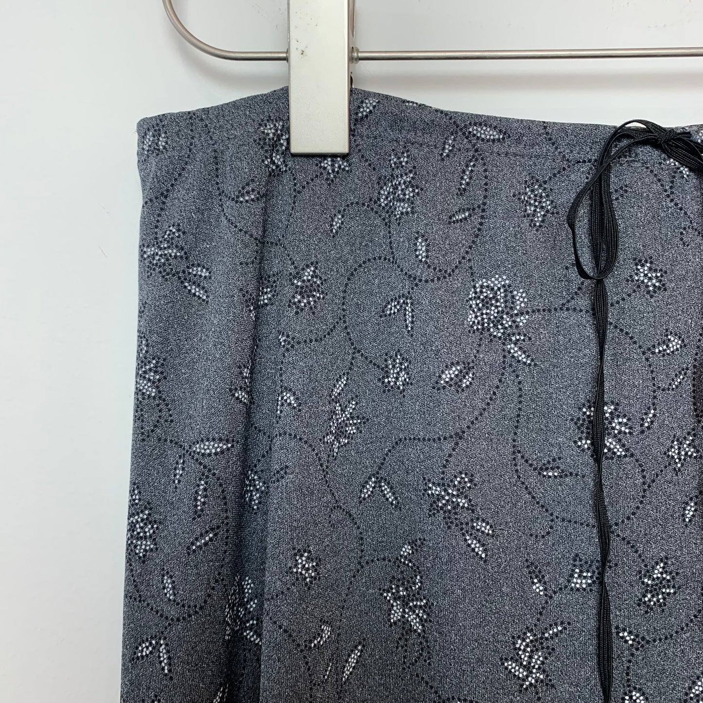 Vintage 90s Y2K Uniform John Paul Richard Slip Skirt Grey Floral Midi Large