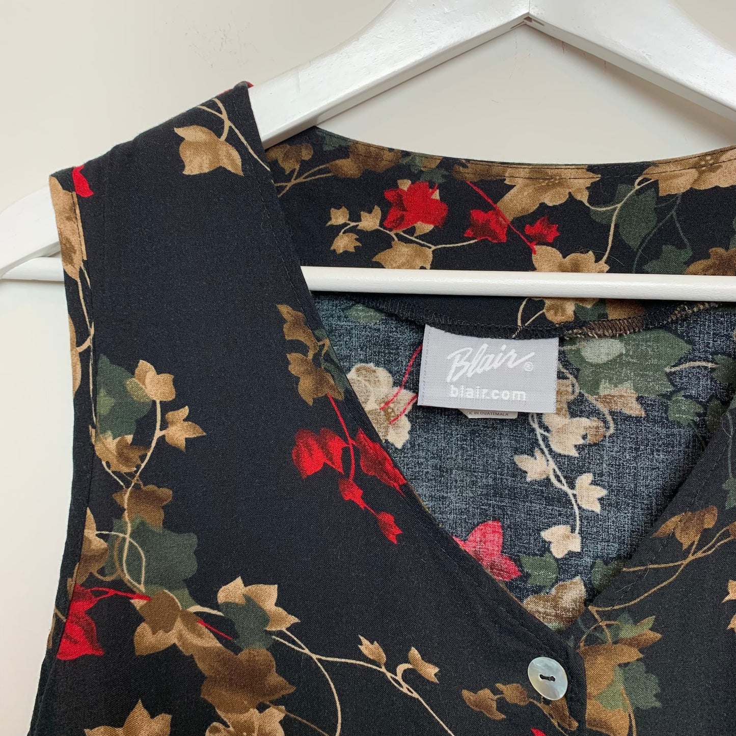Vintage Blair Floral Midi Jumper Dress Button Down Sleeveless