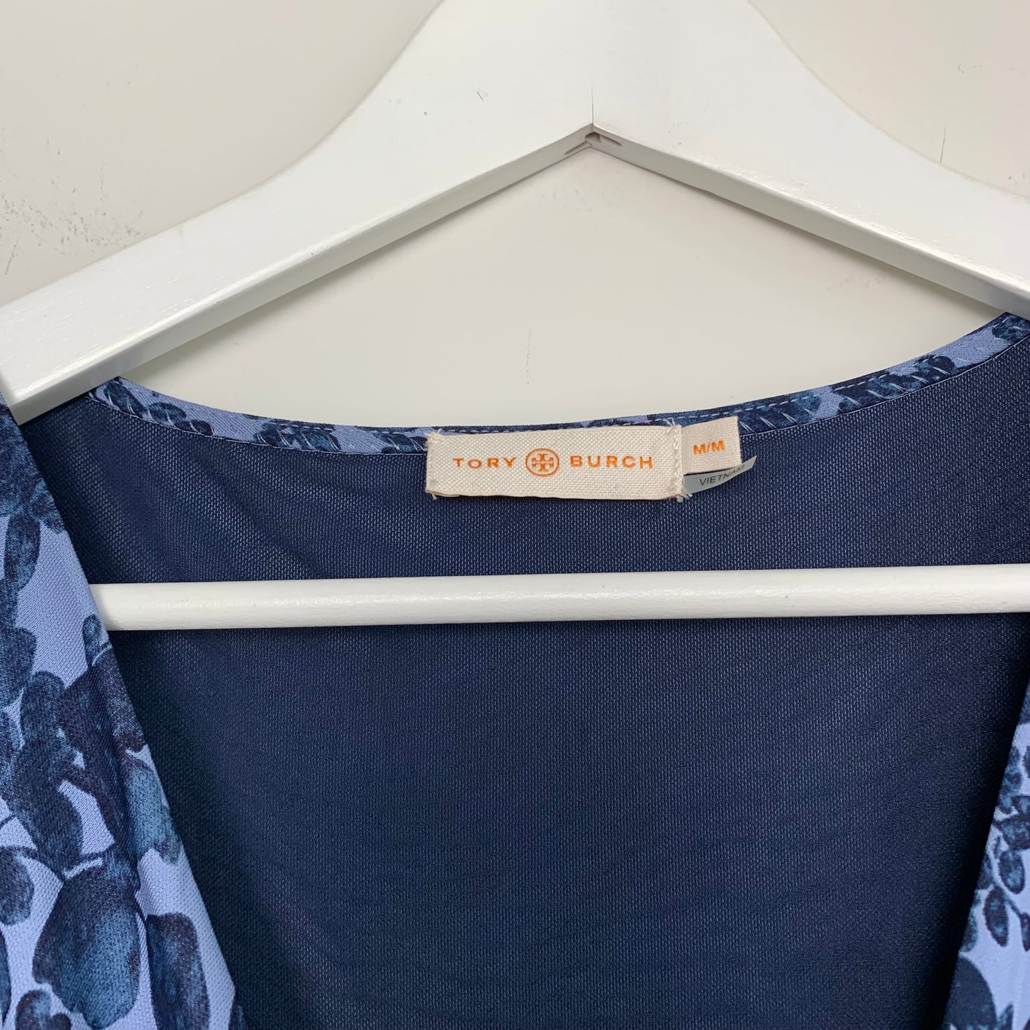 Tory Burch Michele Wrap Dress Size Medium Blue Floral