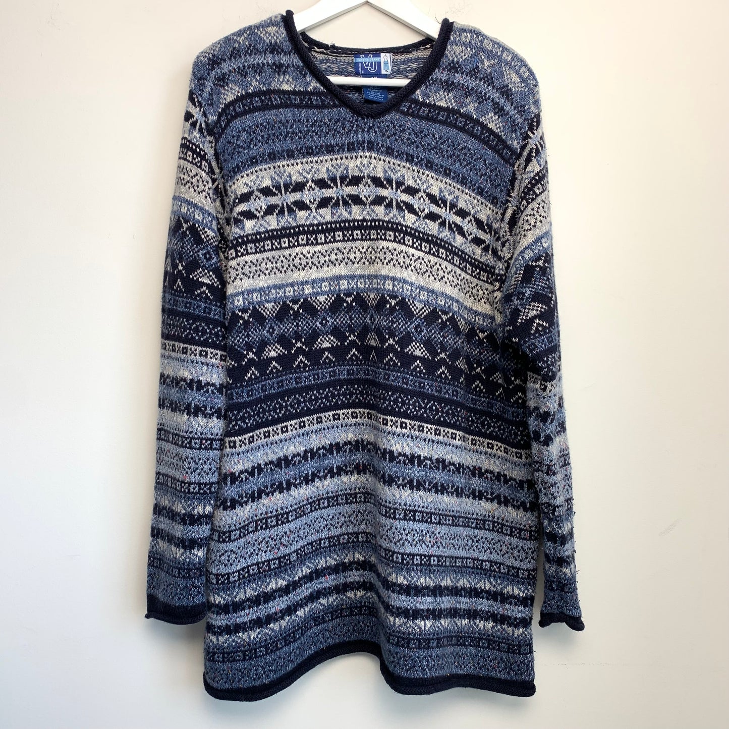 90s Venezia Jeans Fair Isle Sweater Blue 18W
