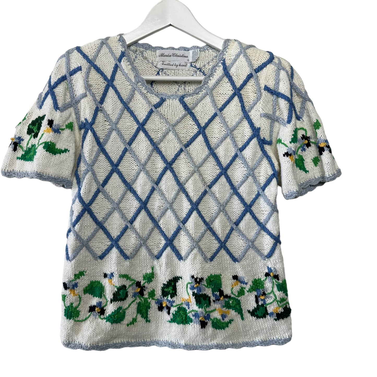 Vintage Marisa Christina Sweater Top Knitted by Hand Floral