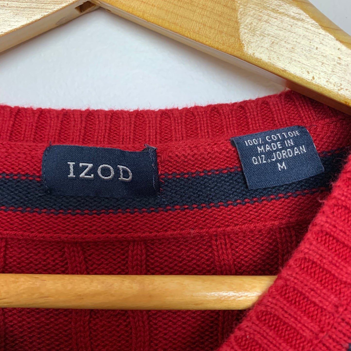 90s Izod Red Navy Blue V Neck Sweater