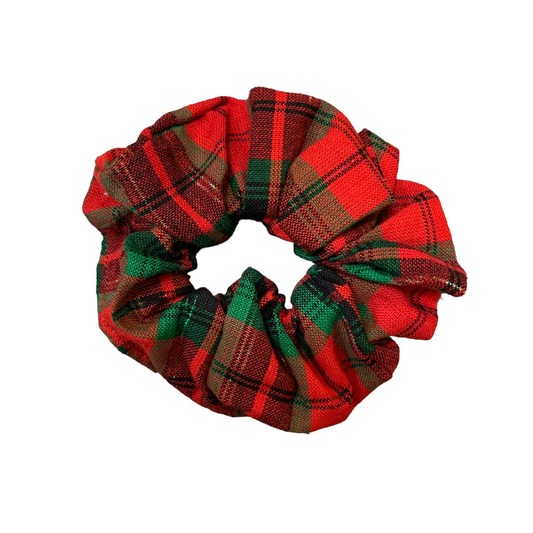 Handmade Red and Green Plaid Scrunchie