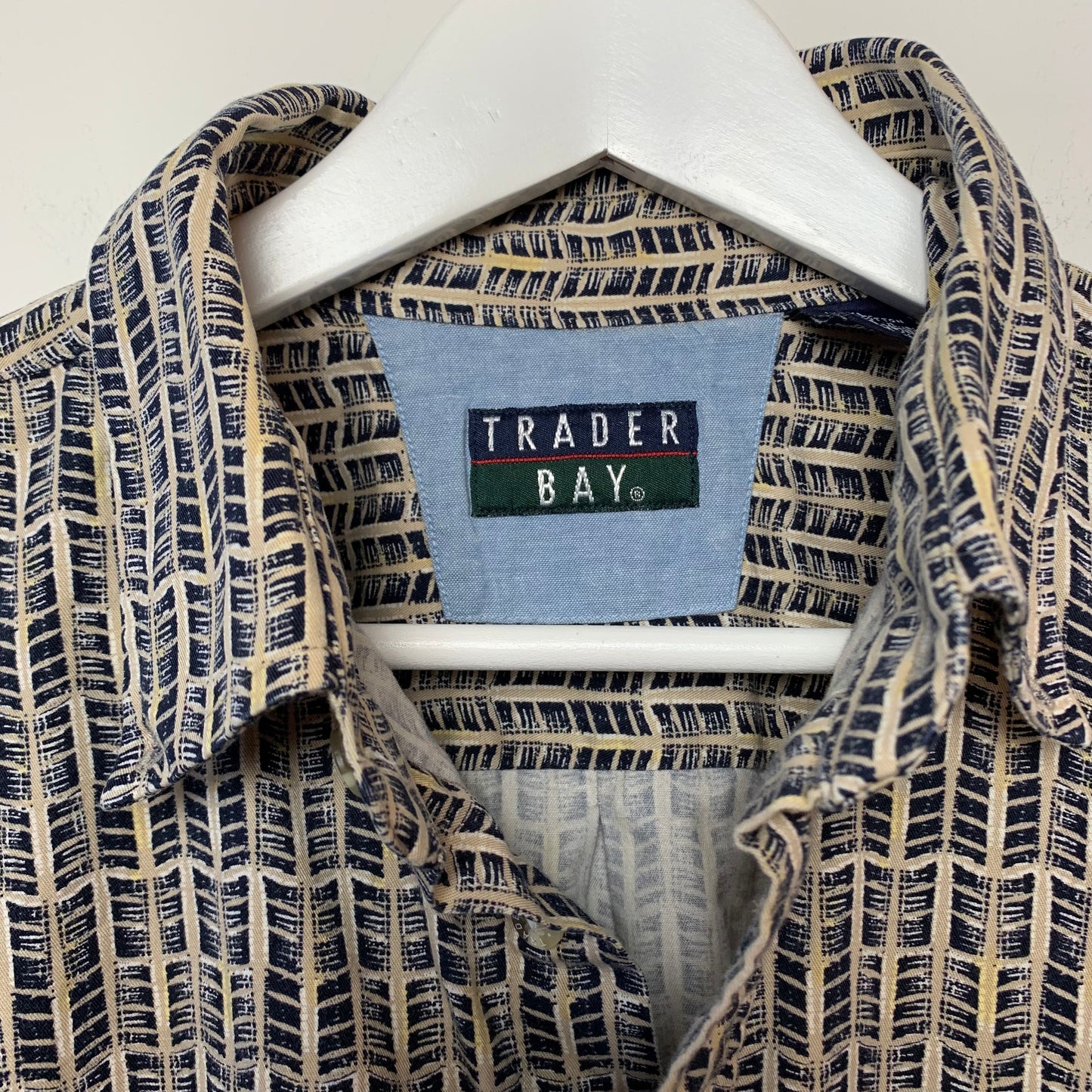 Vintage 90s Trader Bay Long Sleeve Button Down Collared Shirt Patterned XL Cotton