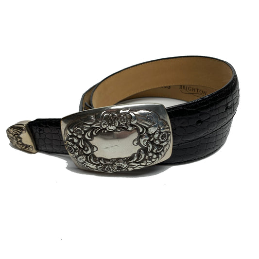 Vintage 90s Brighton Brown Leather Square Buckle Belt