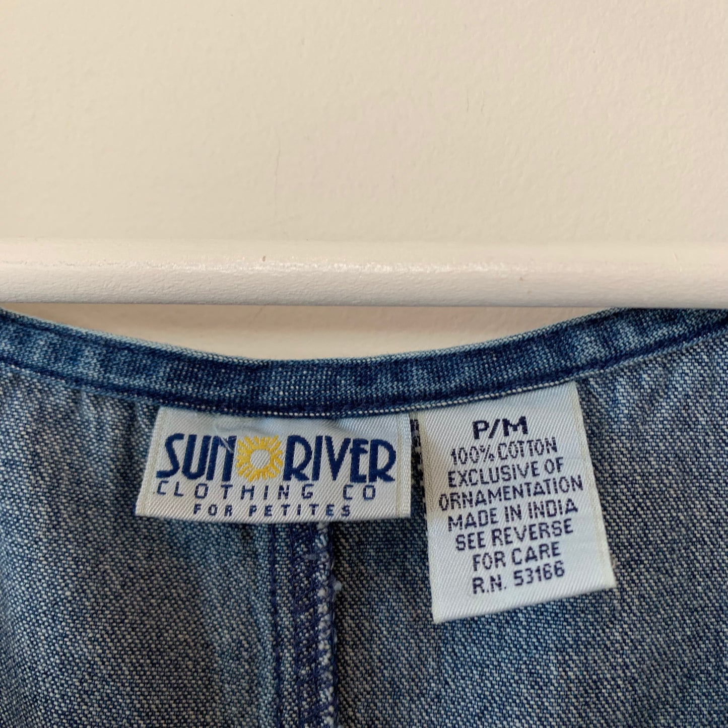 Vintage 1990s Sun River Clothing Co Denim Maxi Dress Embroidered Medium Petite