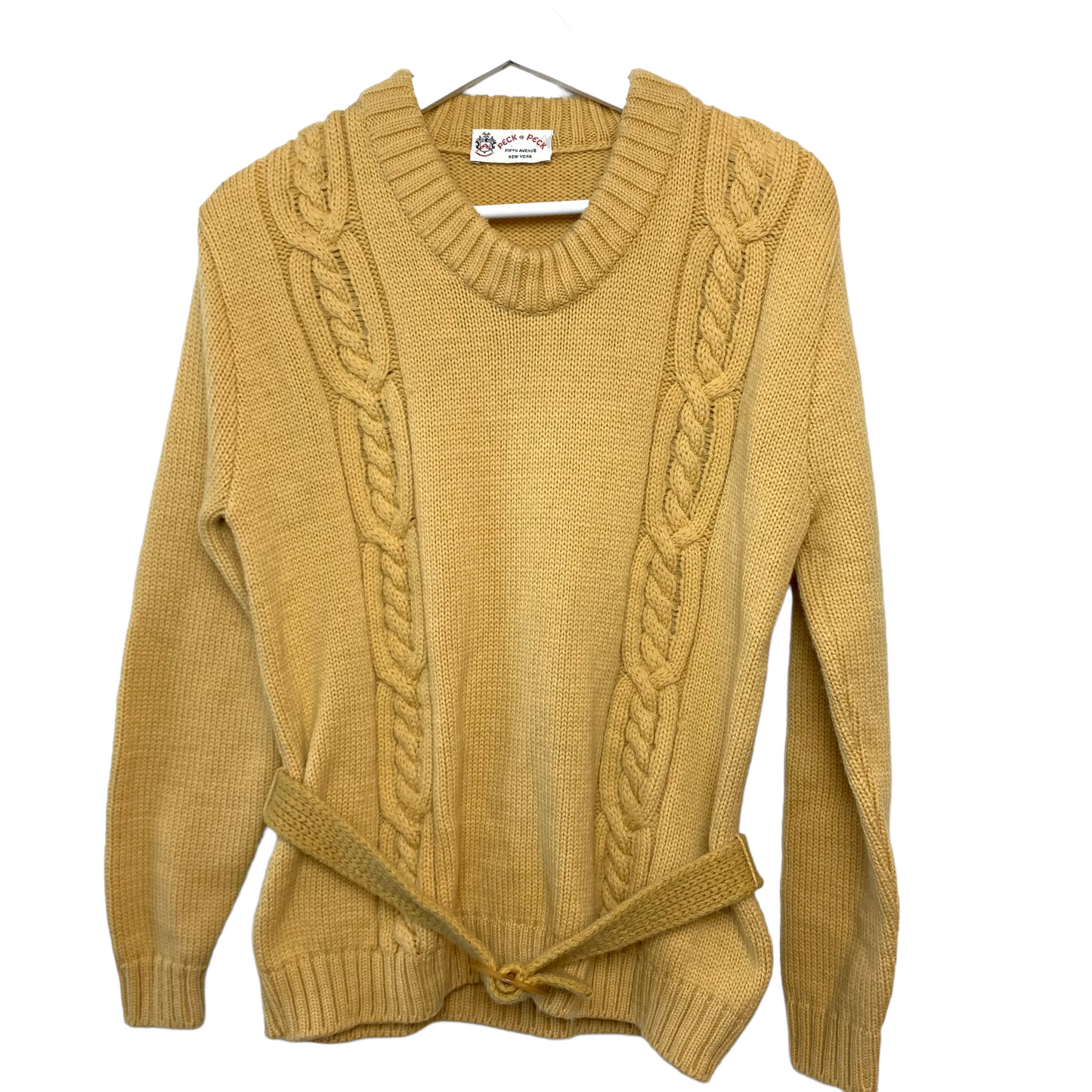Vintage 60s 70s Peck & Peck New York Chunky Knit Sweater with a Belt