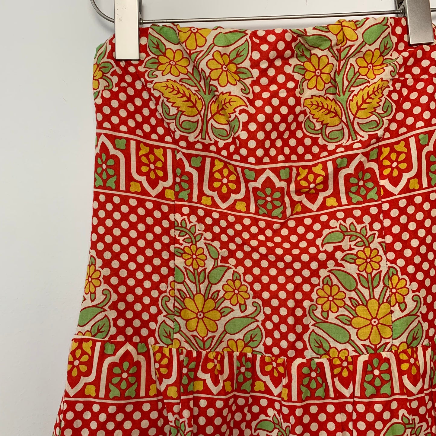 Y2K 90s Block Print Strapless Mini Dress with Bubble Skirt XS