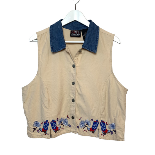 Vintage ozark mountain jean company cowboy Boots Button Down Collared Shirt Large