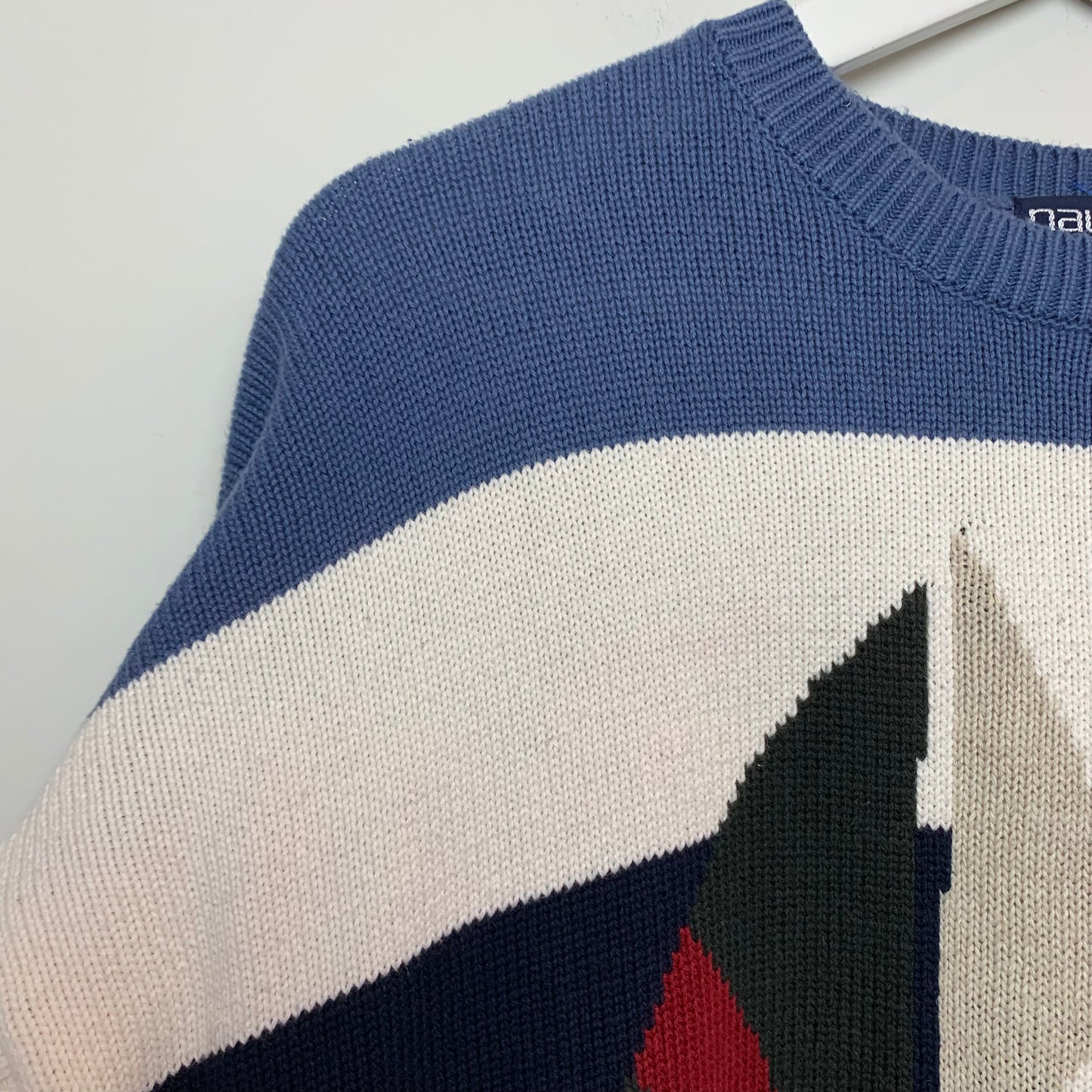 Vintage 90s Nautica Chunky Knit Grandpa Sweater Sail Boats Large