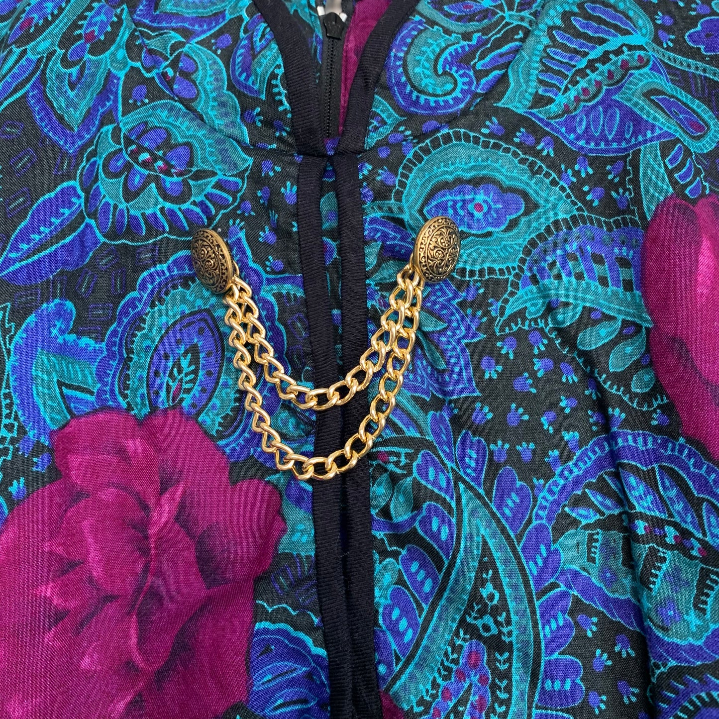 80s Leslie Fay Floral Midi Dress