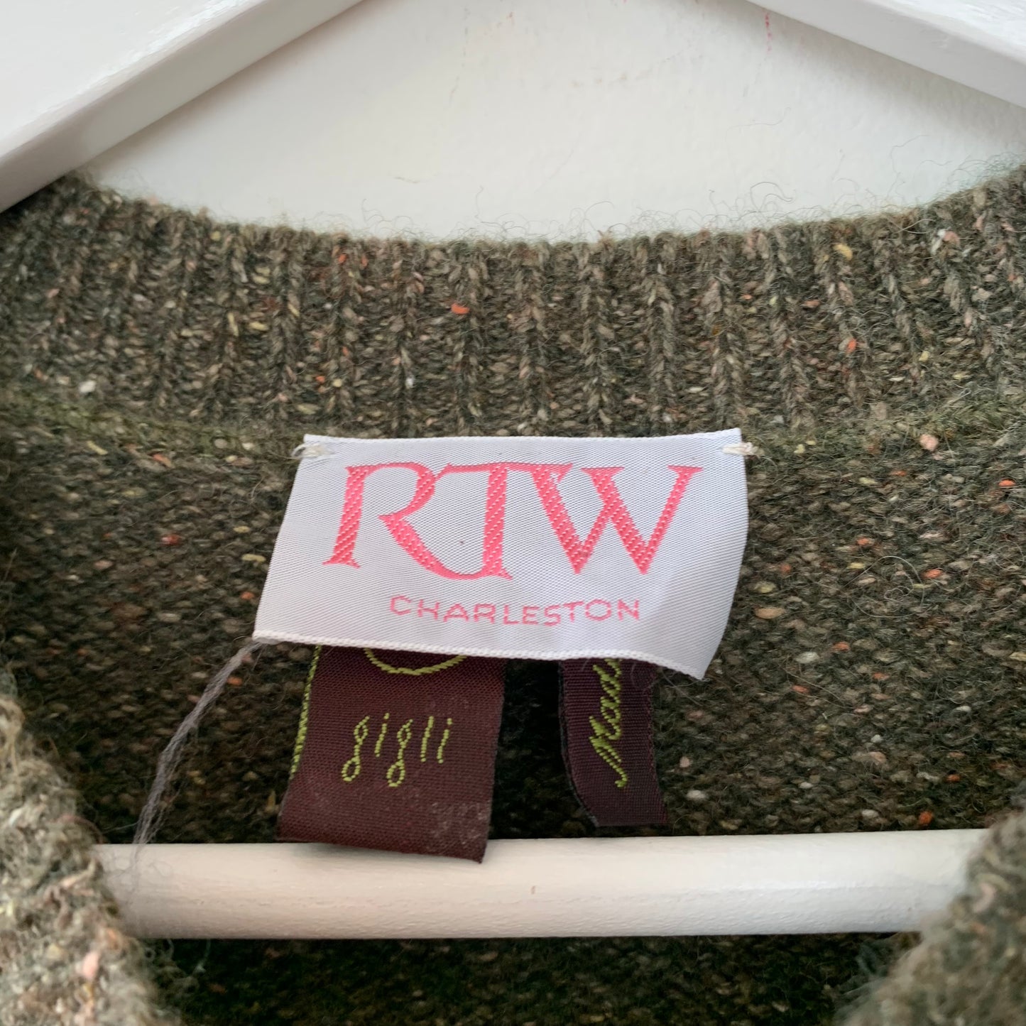 RTW Charleston Sweater Vest Olive Green Made in Italy